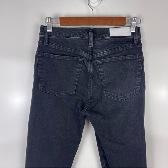 RE/DONE Faded Black High Rise Button Fly Ankle Crop Jeans Raw Hem Size 27 - Picture 10 of 11